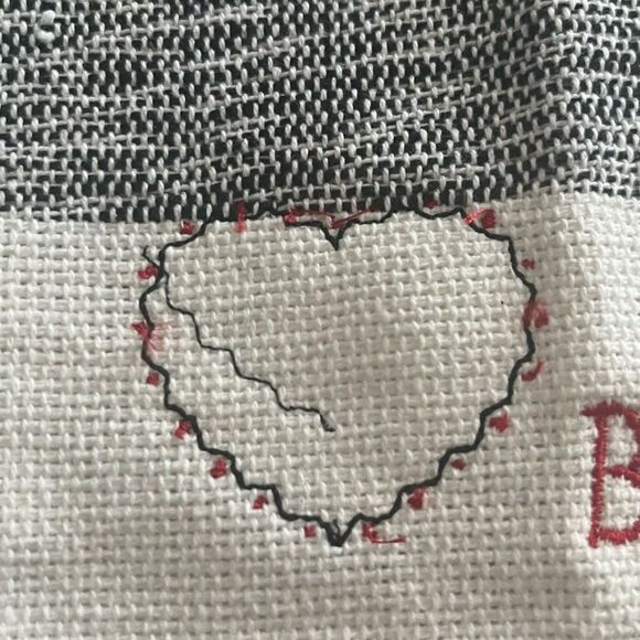 Be Mine Custom Embroidered Table Placemats Black Cream 19” by 13.75” Set Flaw - Picture 4 of 8